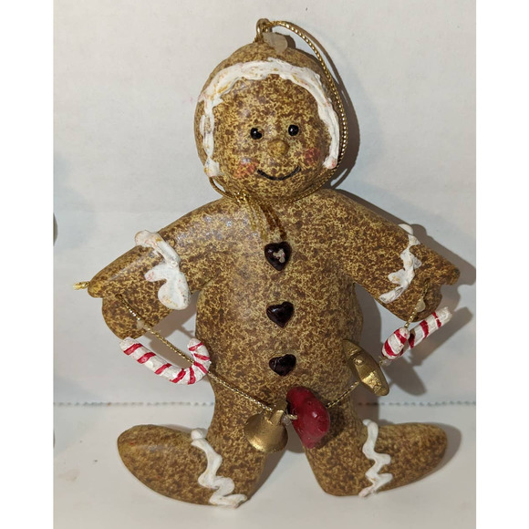 Lot 4 Vintage Carved Resin Snowman Christmas Holiday Ornaments 5" x 4" - Picture 2 of 7